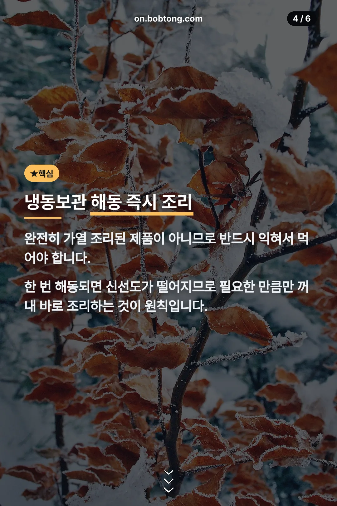 냉동보관 해동 즉시 조리