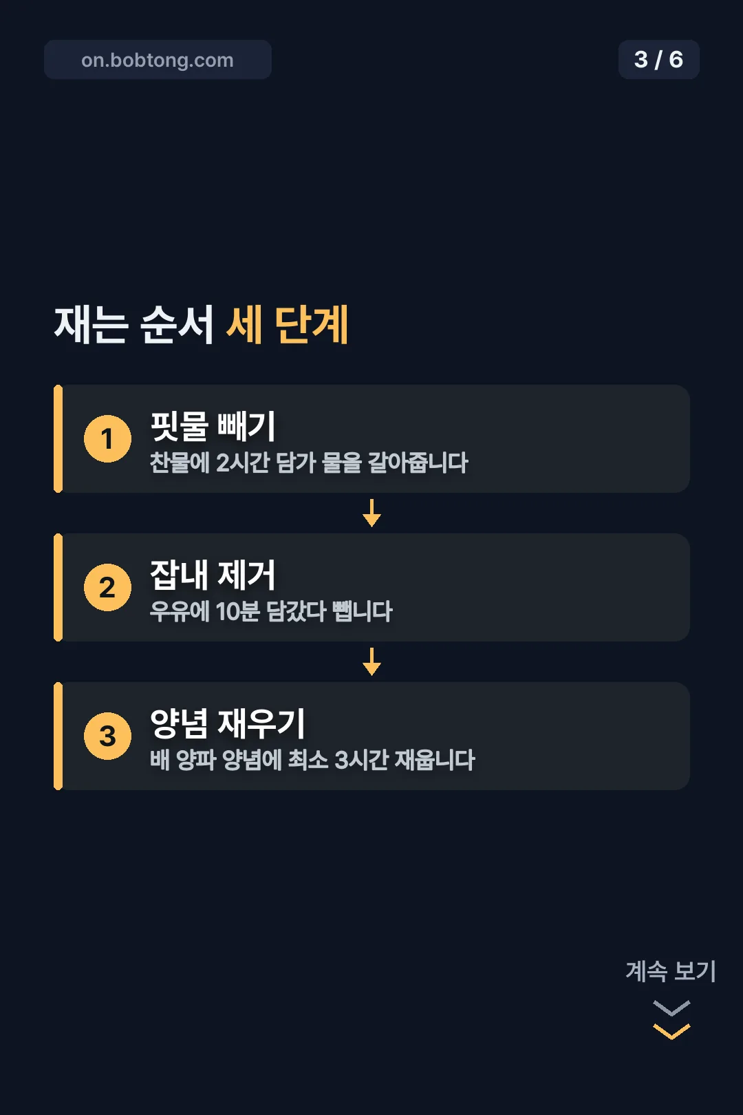 재는 순서 세 단계